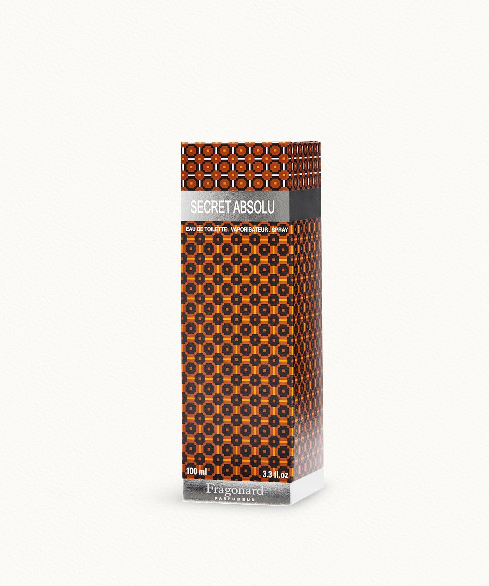 Fragonard Secret Absolu 100ml Eau de Toilette flat lay oud leather patchouli

