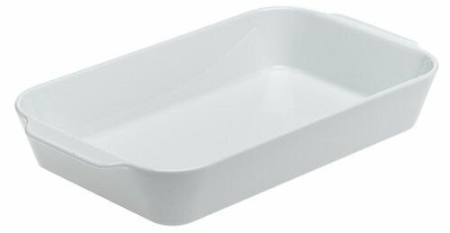 Pillivuyt Extra Deep Rectangular Roaster With Ears (15 x 10 x 3-inch) White Porcelain
