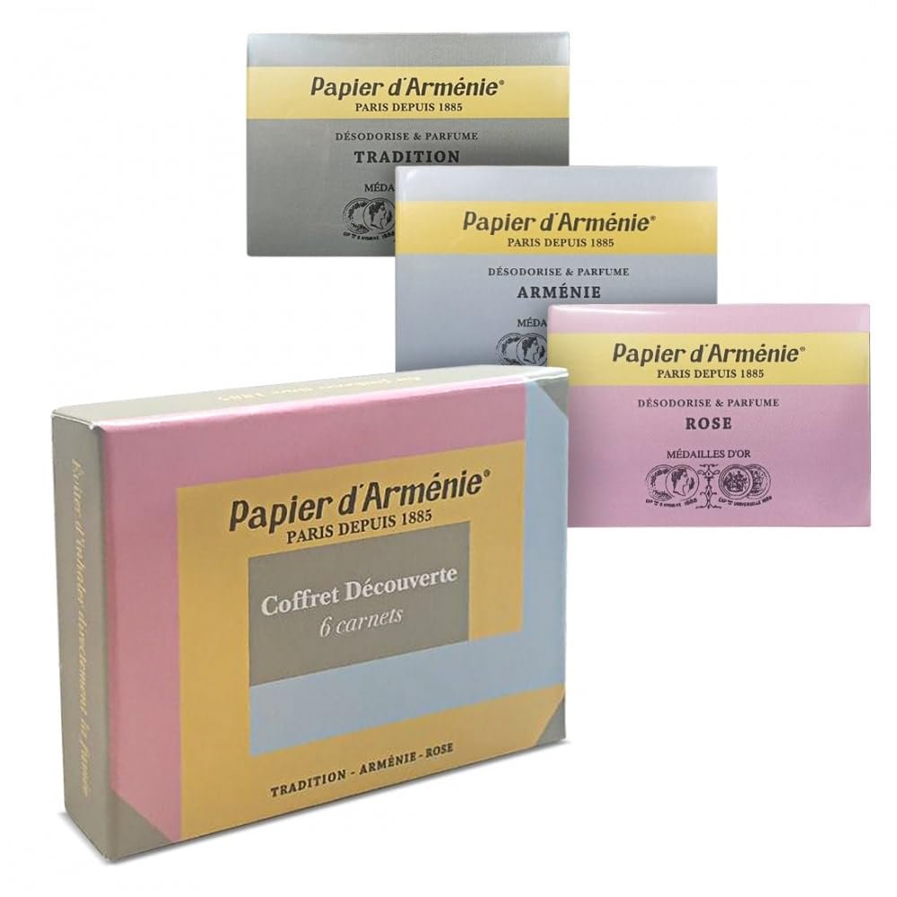 Papier d'Arménie Discovery Set | Scented Burning Paper | 6 Booklets | Tradition, Rose & Arménie