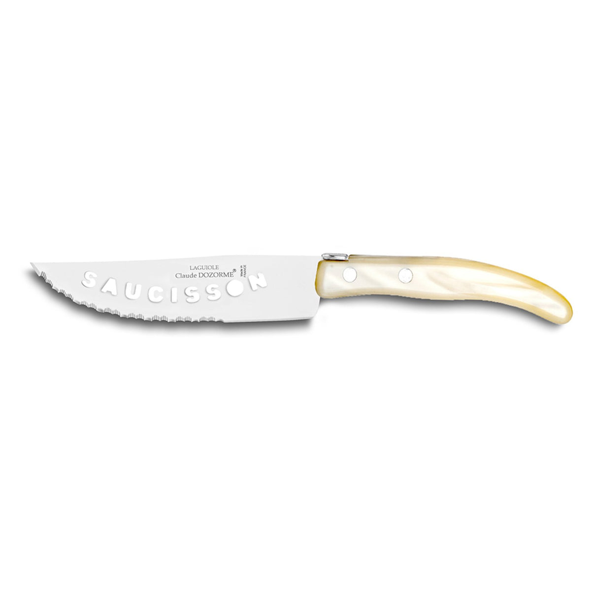 Claude Dozorme Knives Cheese and Sausage Knives Berlingot Pearl Handle