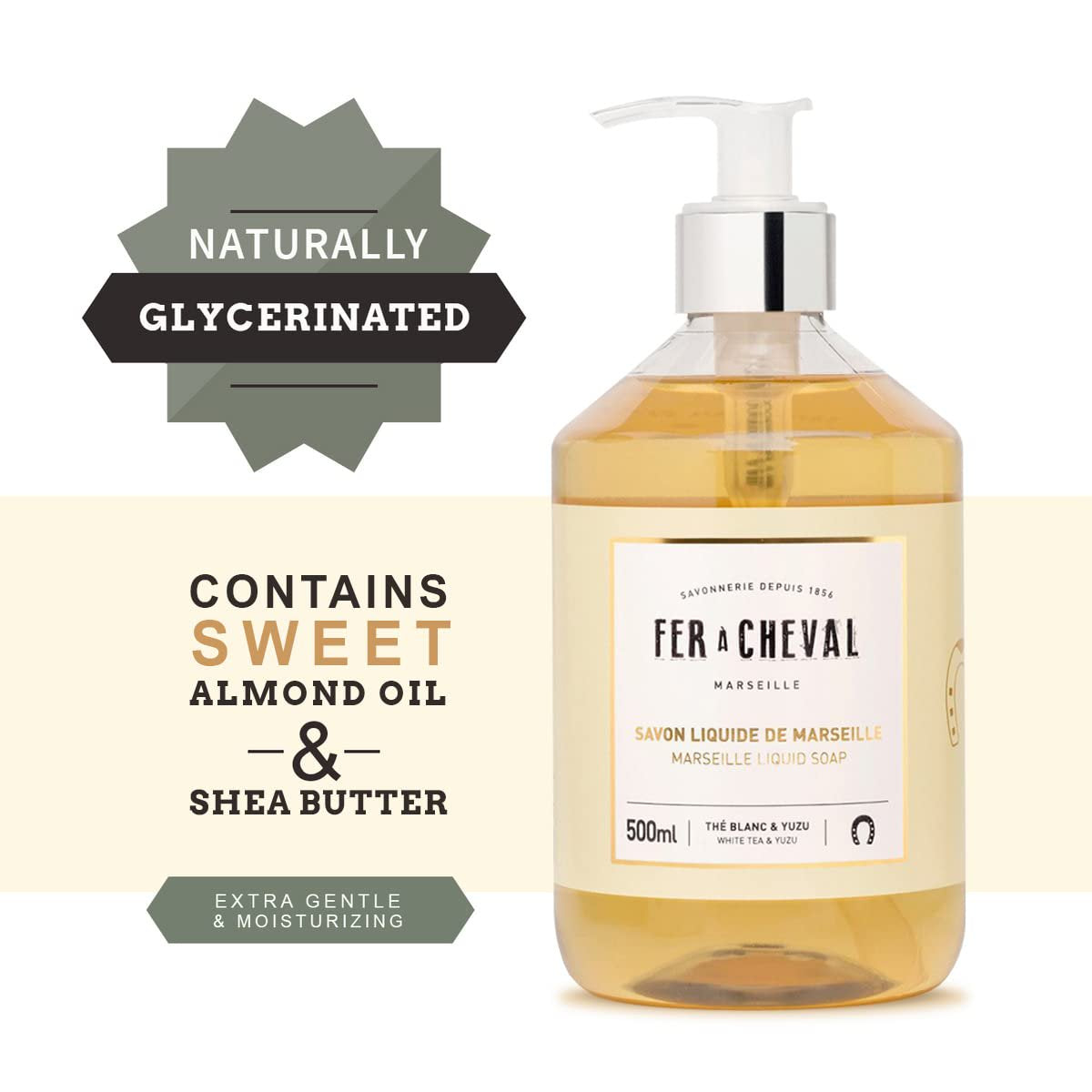 Fer à Cheval Marseille Liquid Soap | Sweet Almond & Coco Oil | 500ml