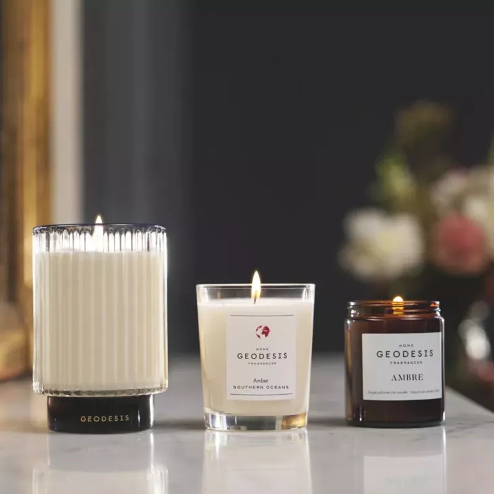 Geodesis Scented Candle 180gm Ambergris Fragrance  (Amber)