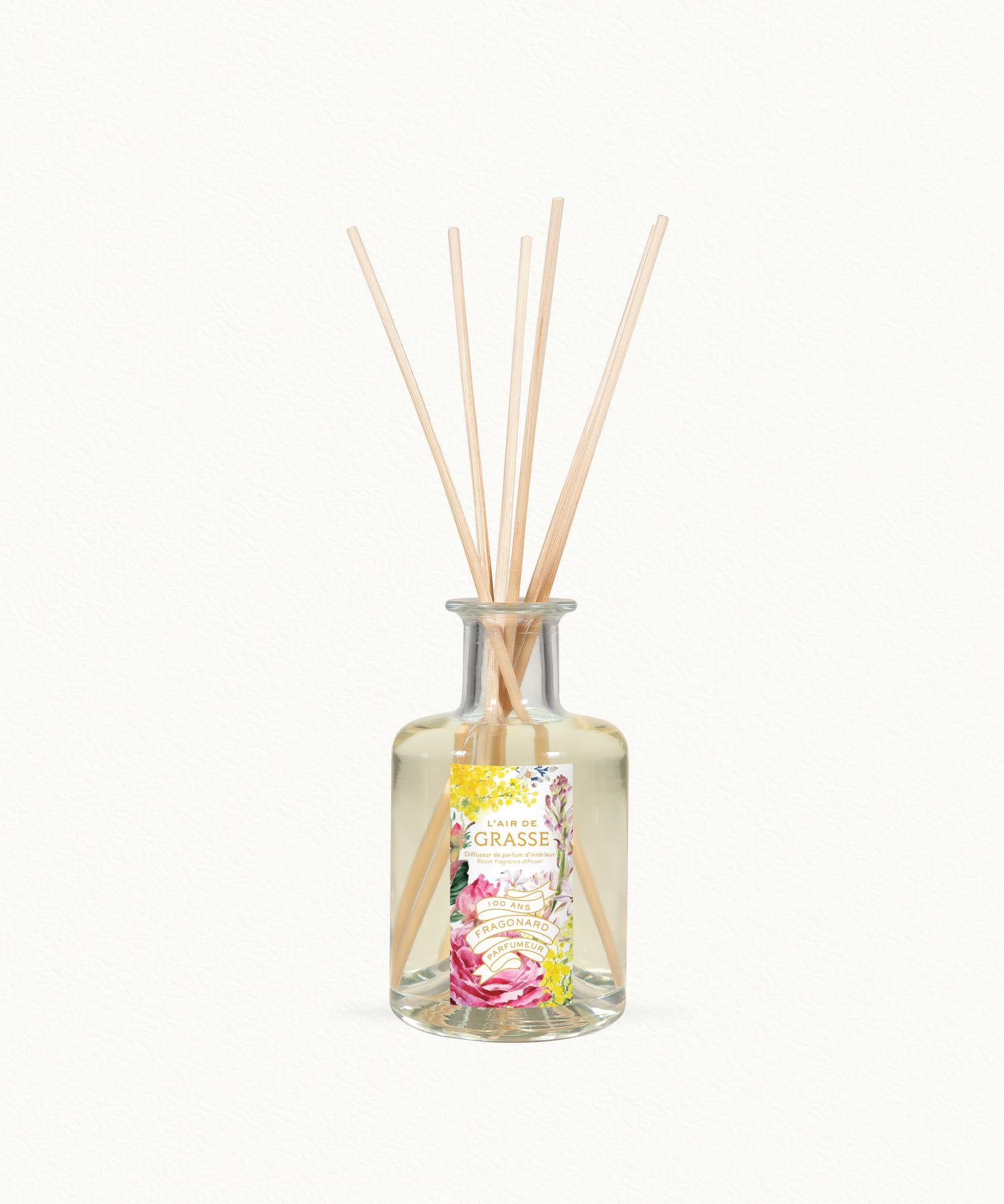 Fragonard L'Air de Grasse 200ml reed diffuser styled on home decor shelf jasmine orange blossom