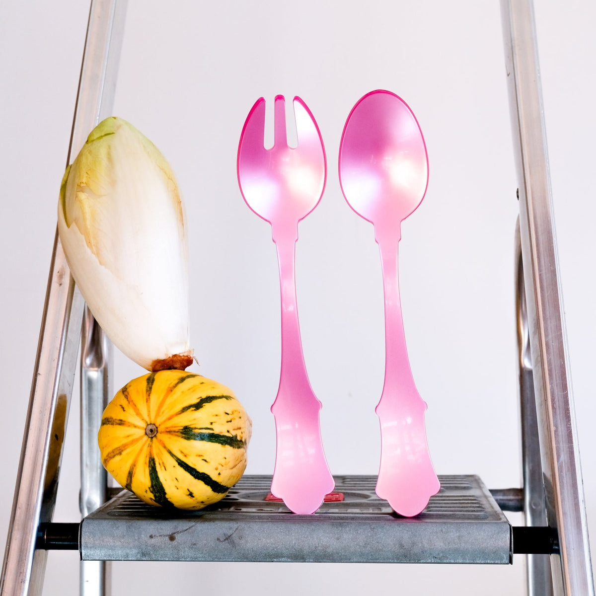 Sabre Paris Honorine Salad Serving Set, 2-Piece Acrylic Servers, Pink, 10-Inch