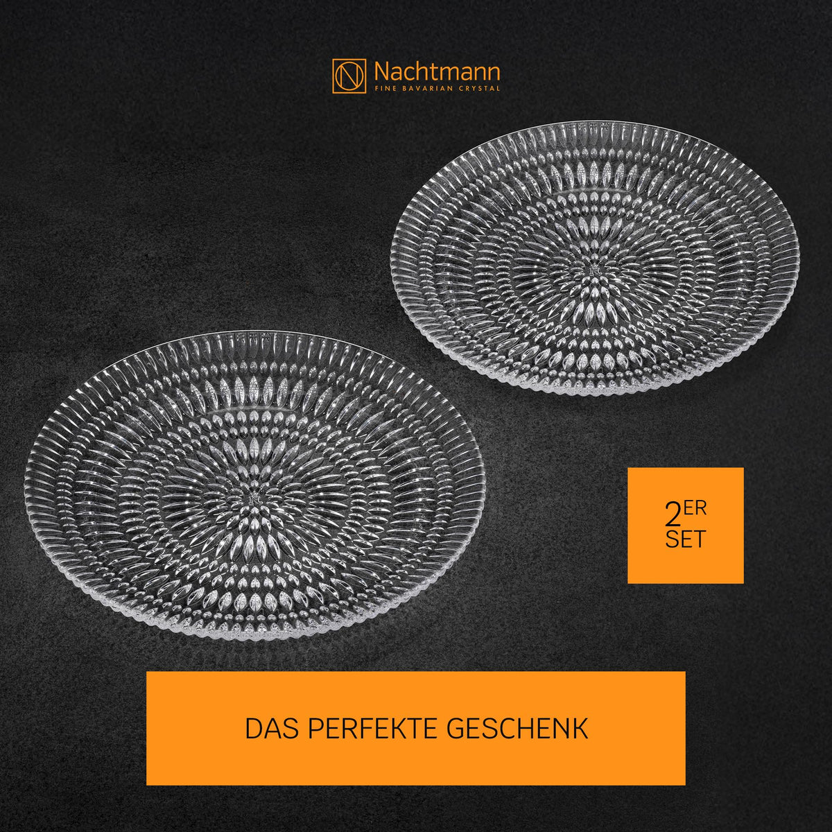 Nachtmann Ethno Plate 12.59"D Set-2 Crystal Glass Dishwasher Safe