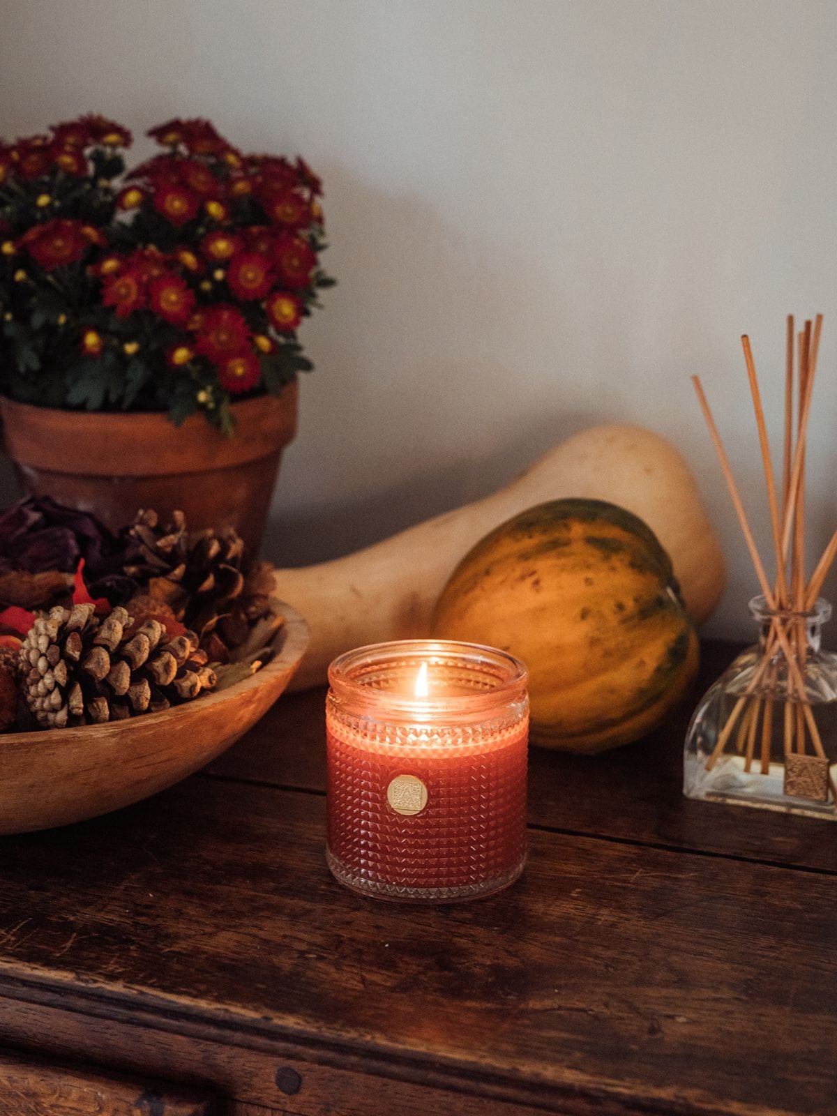 Aromatique Pumpkin Spice Set of 2 Textured Glass Scented Jar Candle