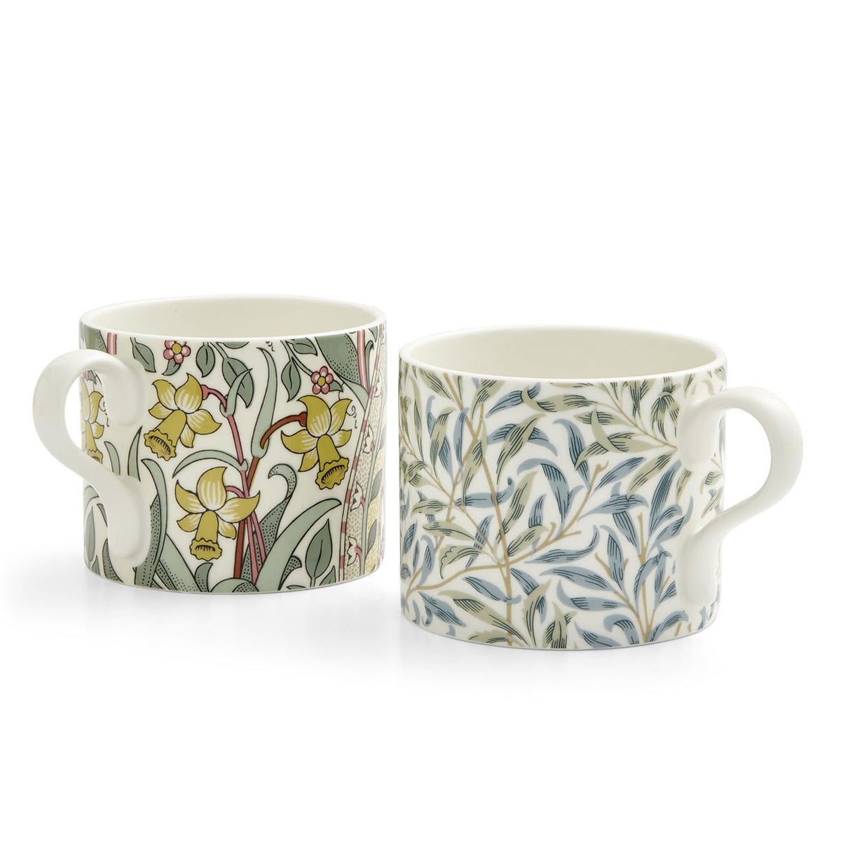 Spode Morris & Co 12oz Mugs, Set of 2 (Daffodil & Willow Bough)  Elegant Porcelain Drinkware for Coffee Home Kitchen Mug Set
