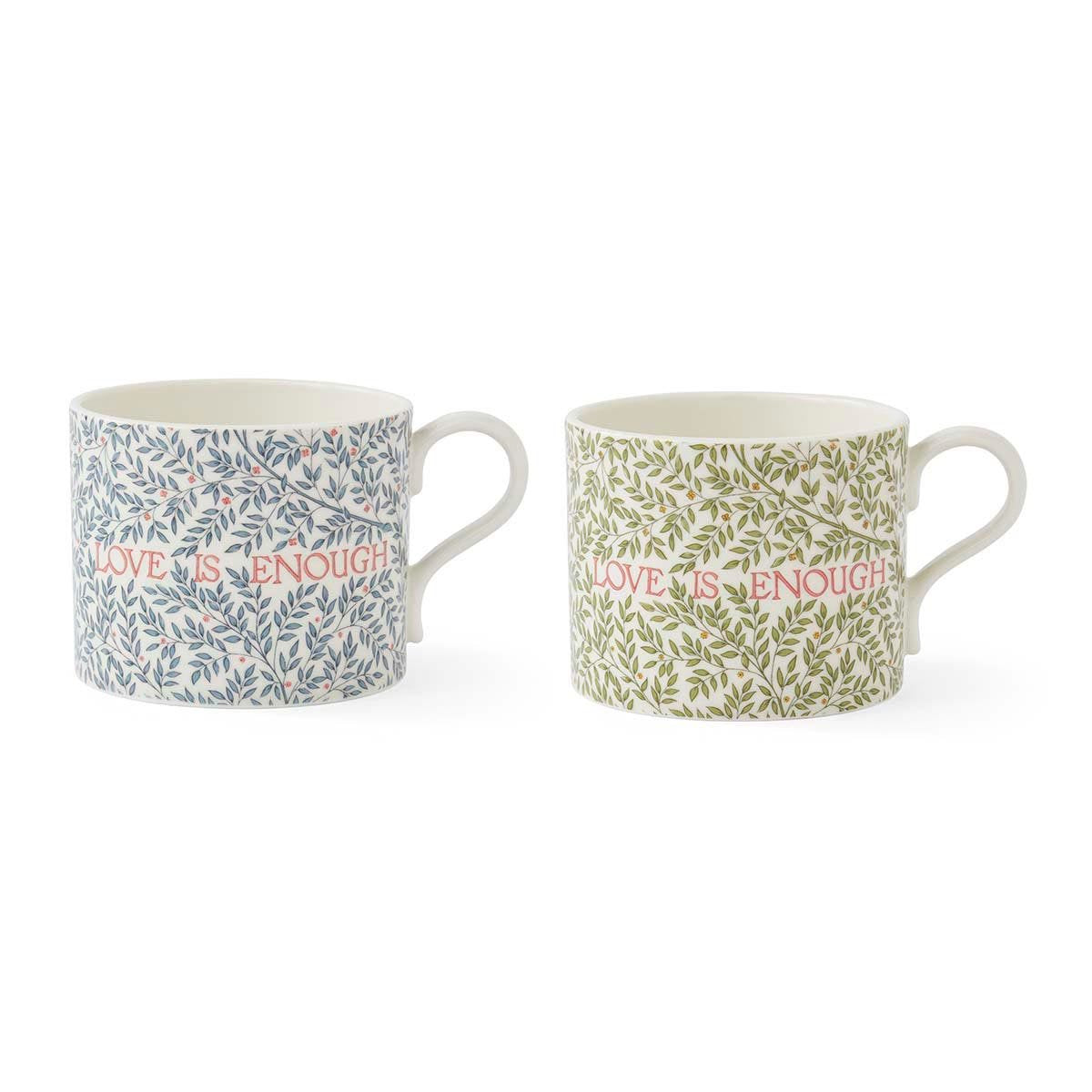 Spode Morris & Co. Love Is Enough Mug Set 12 fl oz Porcelain Dishwasher and Microwave Safe Floral Design for Dining Table Styling & Giftable Tableware for Special Occasions