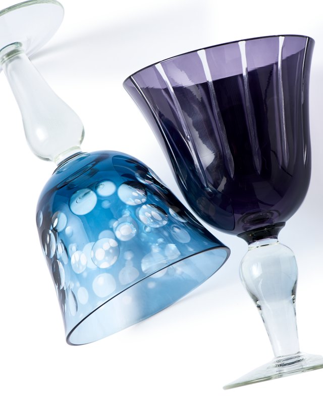 PolsPotten Sandblasted Cuttings Glassware – Multicolor Wine Glass Set