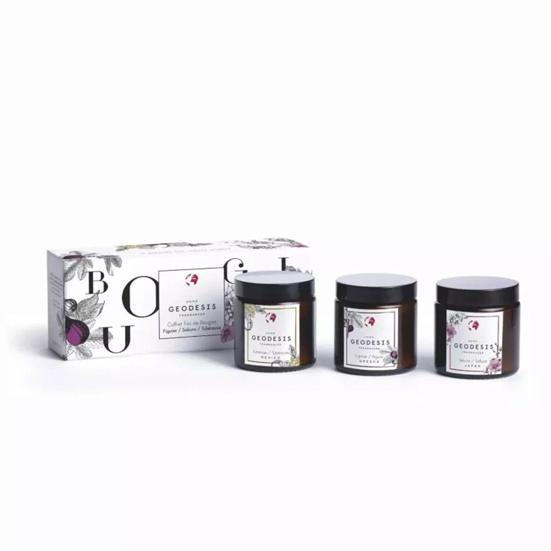 Geodesis Scented Candle Trio | Fig, Tuberose & Sakura
