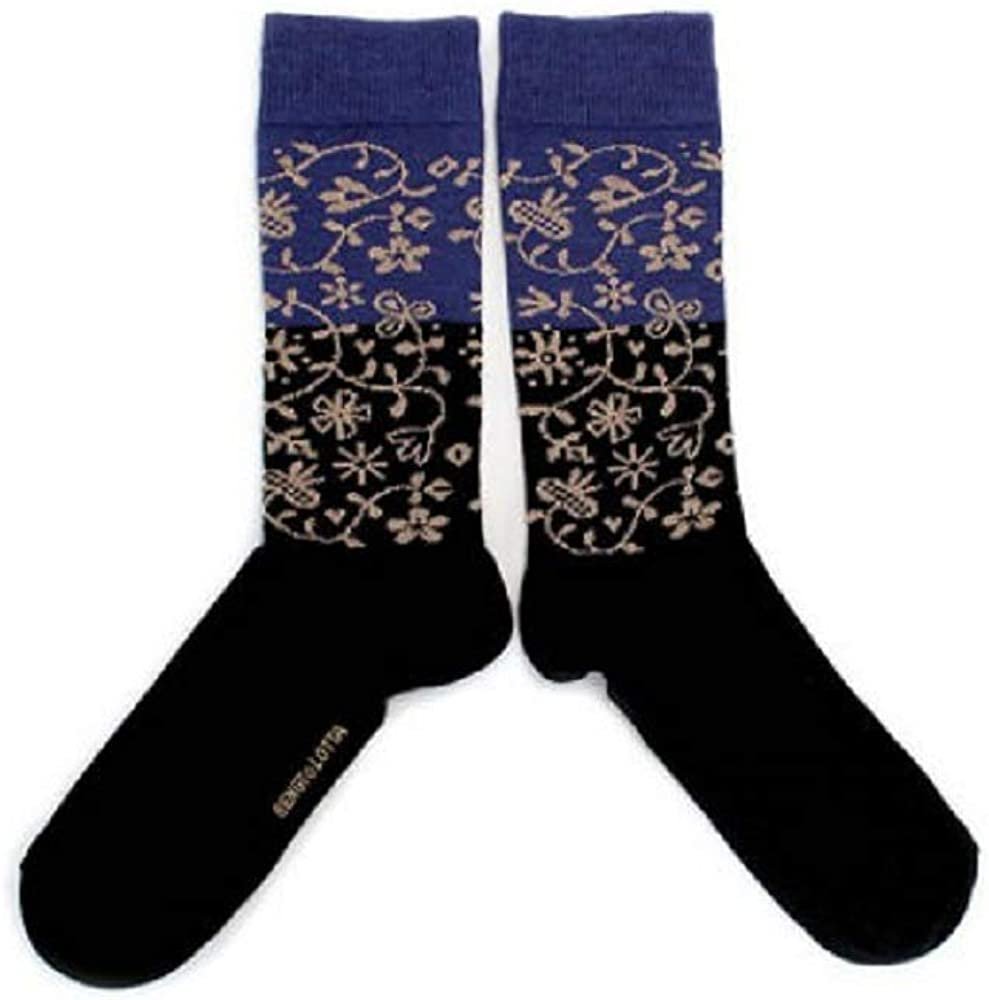Merino Wool Socks -  Formal Casual Unisex Small (35-39) "GARDEN" Blue/Black by Bengt & Lotta
