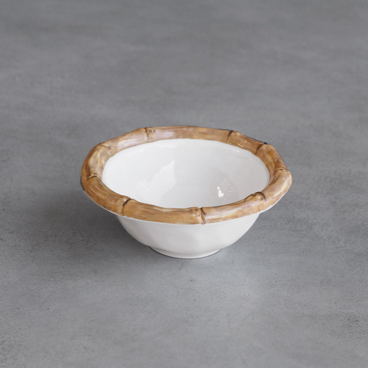 Beatriz Ball VIDA Bamboo mini dip bowl white natural melamine 5" on white background