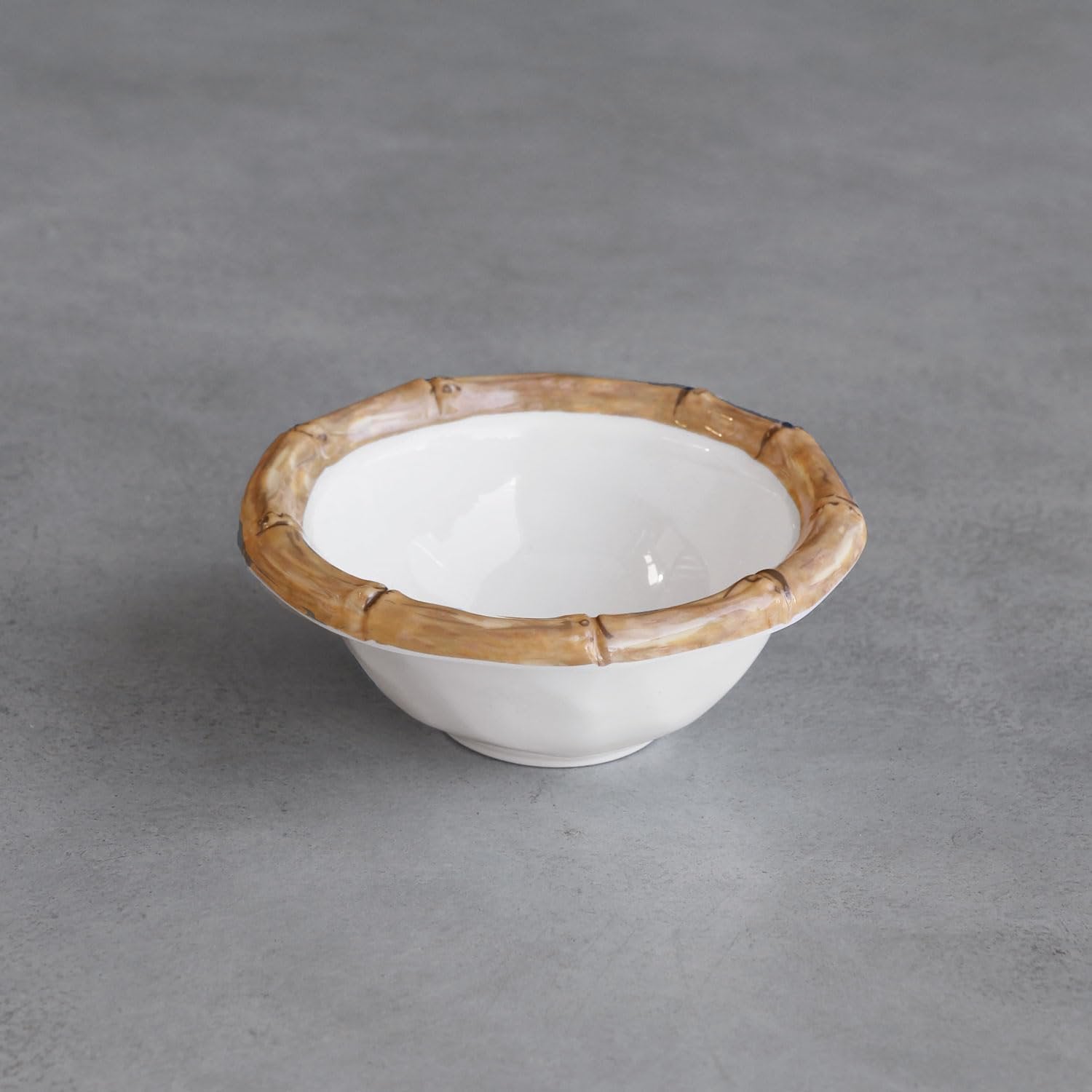 Beatriz Ball VIDA Bamboo mini dip bowl white natural melamine 5" on white background