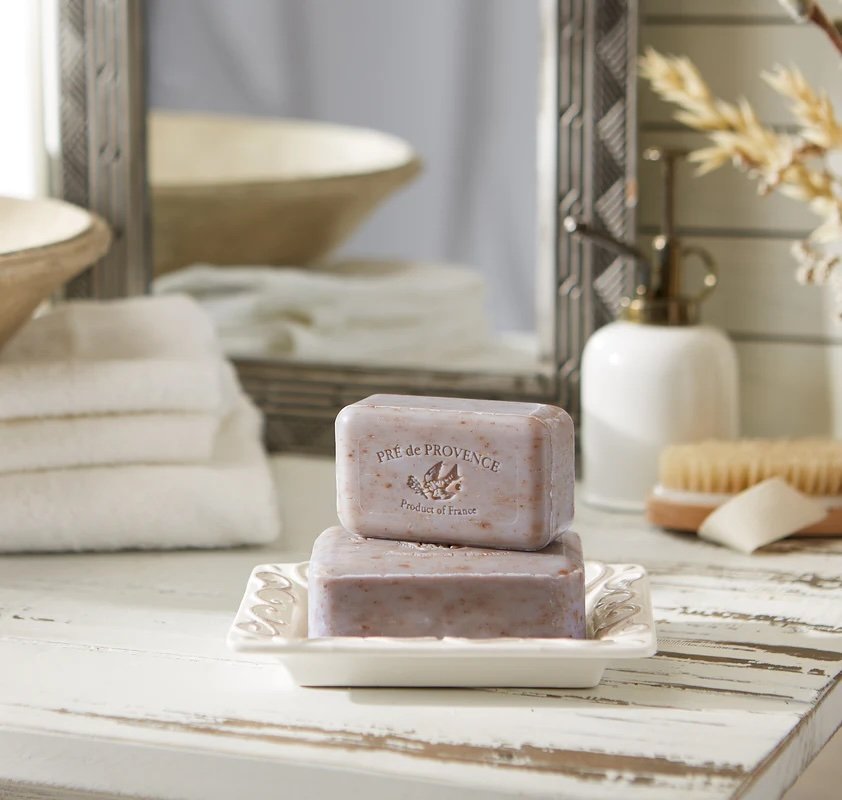 Pre de Provence Lavender Soap close-up, shea butter enriched lather