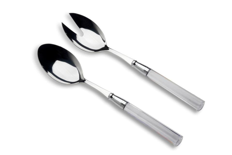 French Salad Serving Set | Capdeco Doric Clear Handle | Fork & Spoon