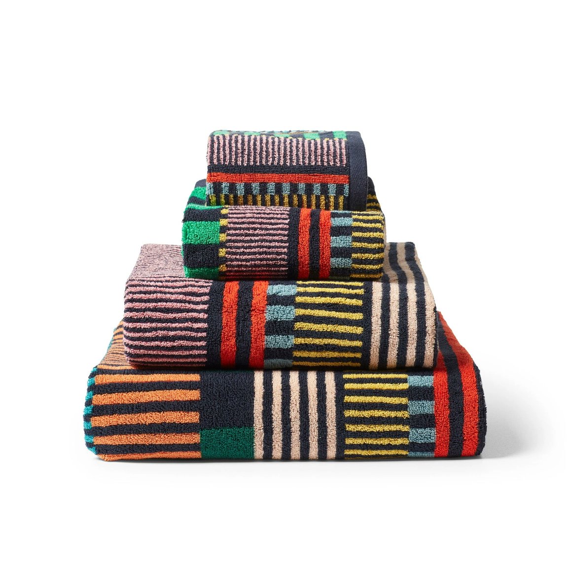 Donna Wilson Multi Stripe Cotton Towel — Face Cloth, Hand, Bath & XL Sheet