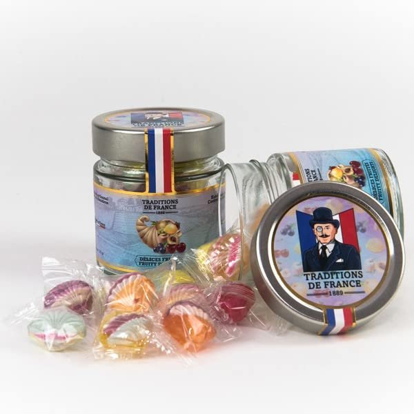 TRADITIONS DE FRANCE French Old Fashioned Hand Made Hard Candy in Gift Jars | Set of 2