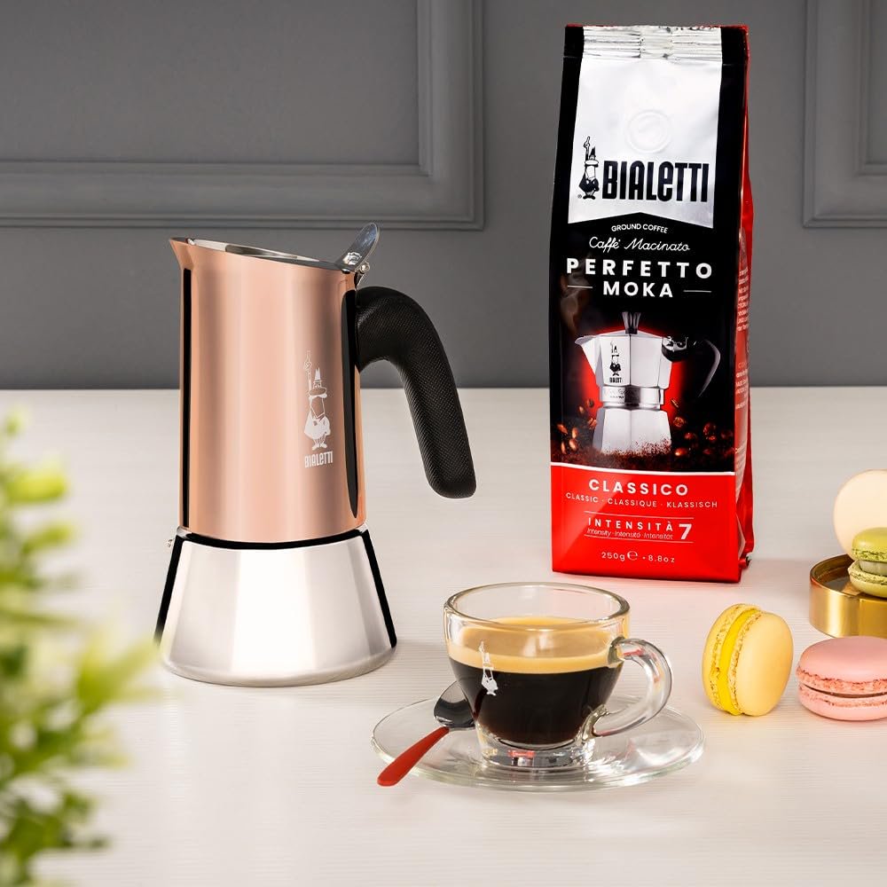 Bialetti - New Venus Induction, Stainless Steel Stovetop Espresso Coffee Maker, Suitable for all Types of Hobs, 6 Cups (7.9 Oz), Copper,Silver