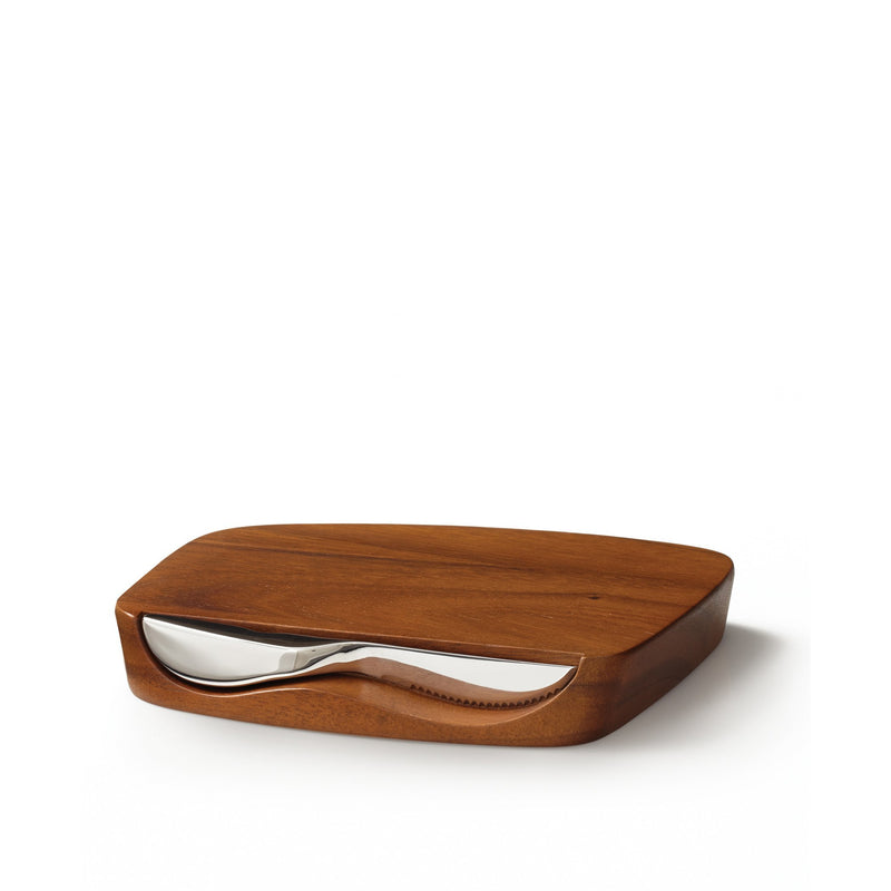 Nambe Blend Bar Board with Knife | Made of Acacia Wood and Stainless Steel