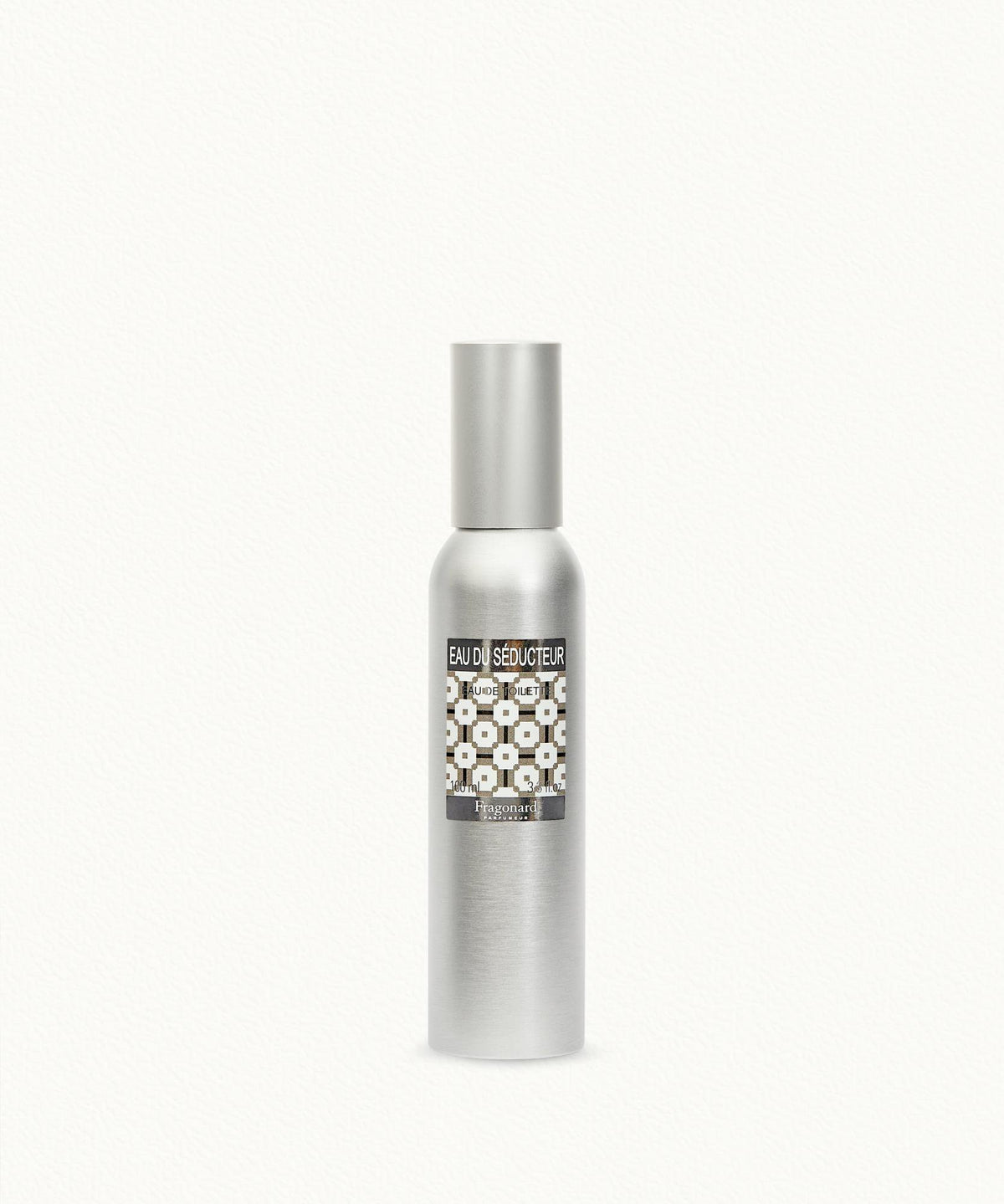 Fragonard Eau du Seducteur 100ml EDT aluminium bottle close-up Grasse France