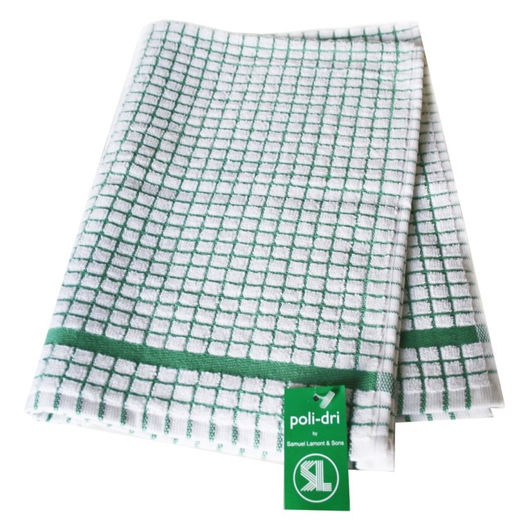 Poli-Dri Cotton Tea Towel Kitchen Linens Green 6-Pack White/Green by Samuel Lamont
