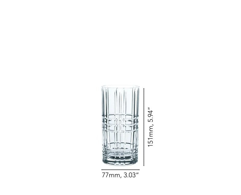 Nachtmann Square Long Drink Glass Crystal Set of 4 Dishwasher Safe Barware