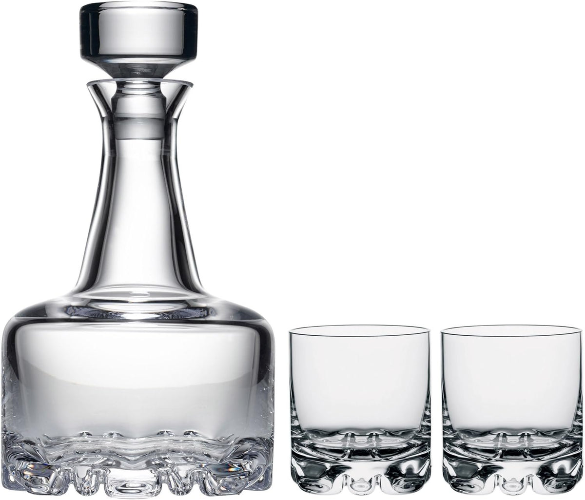 Orrefors Erik 3 Piece Barware Set | Decanter and 2 Double Old Fashioned Glasses