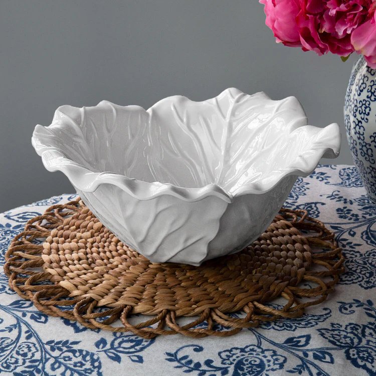 Beatriz Ball Lettuce Large Bowl White Leaf Serving Bowl