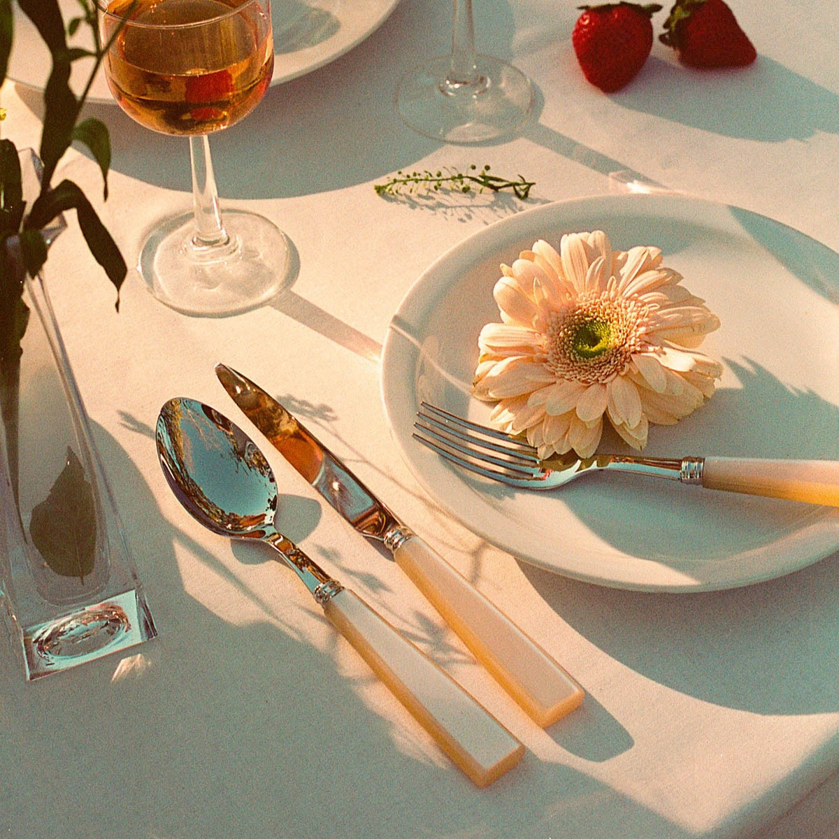 Natura Icone Flatware Set 5 Piece Place Setting | Service for 4 (20 Pieces) | Nacre Pearl