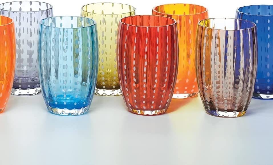 Zafferano Perle Glass Tumbler Blue/Grey 11oz (Set of 2)