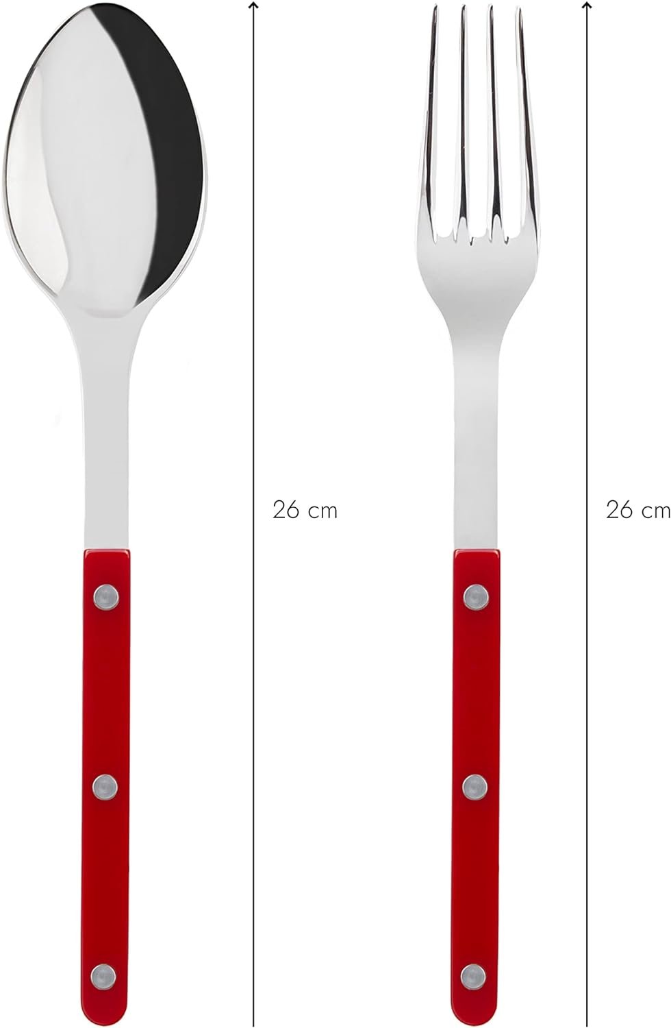 Sabre-Paris 2-Piece Serving Set - Bistrot Collection - Large Fork & Large Spoon - Stainless Steel & Nylon - Dishwasher Safe - Brilliant Finish