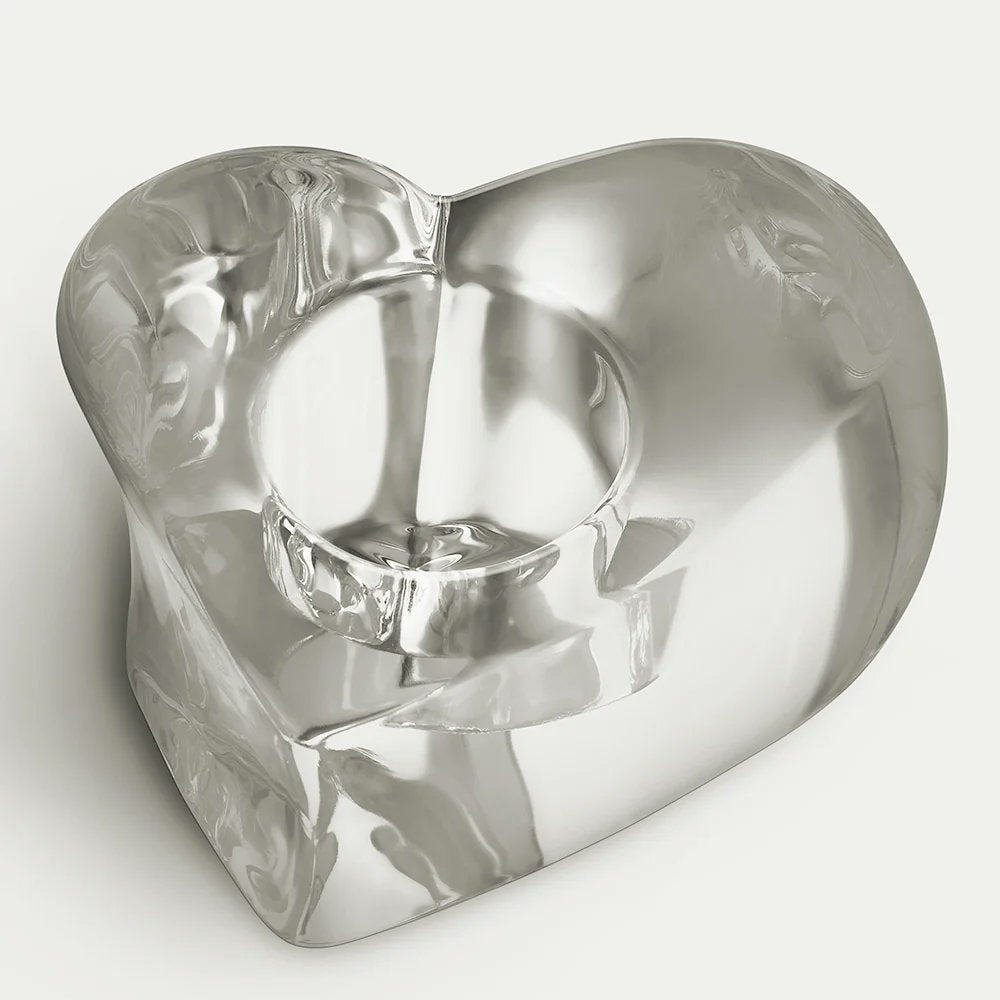 Orrefors Valentino Votive close-up showing rounded heart detail