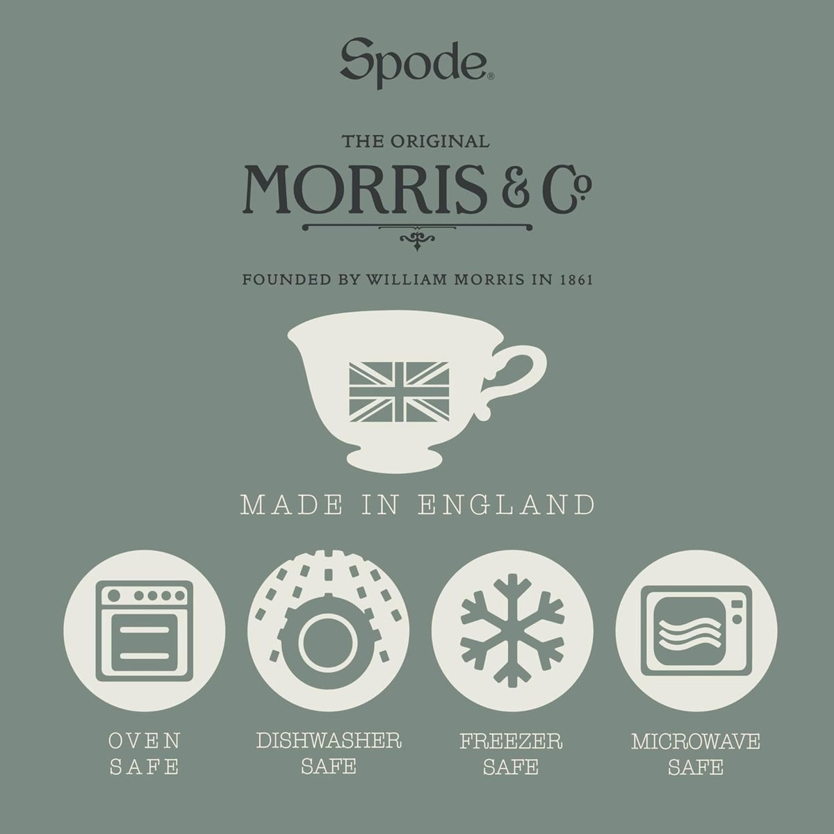 Spode Morris & Co Standen Serving Bowl - 9" Fine Earthenware Dish with Delicate Leaf Motif, Dishwasher & Microwave Safe Bowl for Dinner Parties, Elegant Tableware & Decorative Kitchen Bowl