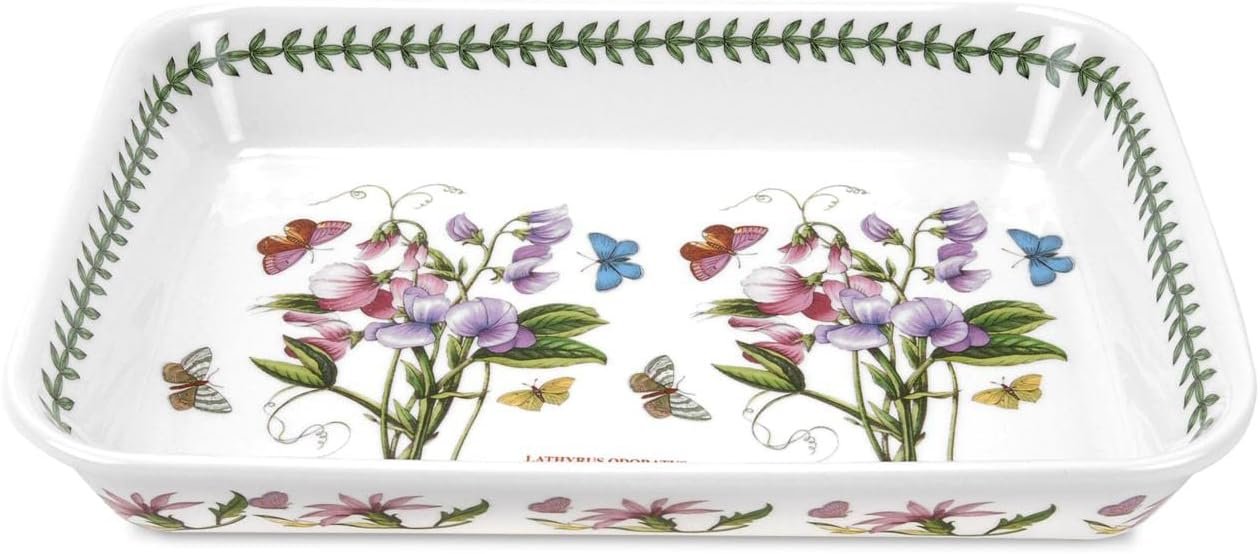 Portmeirion Botanic Garden Lasagna Dish Sweet Pea Motif - Thumbnail 2
