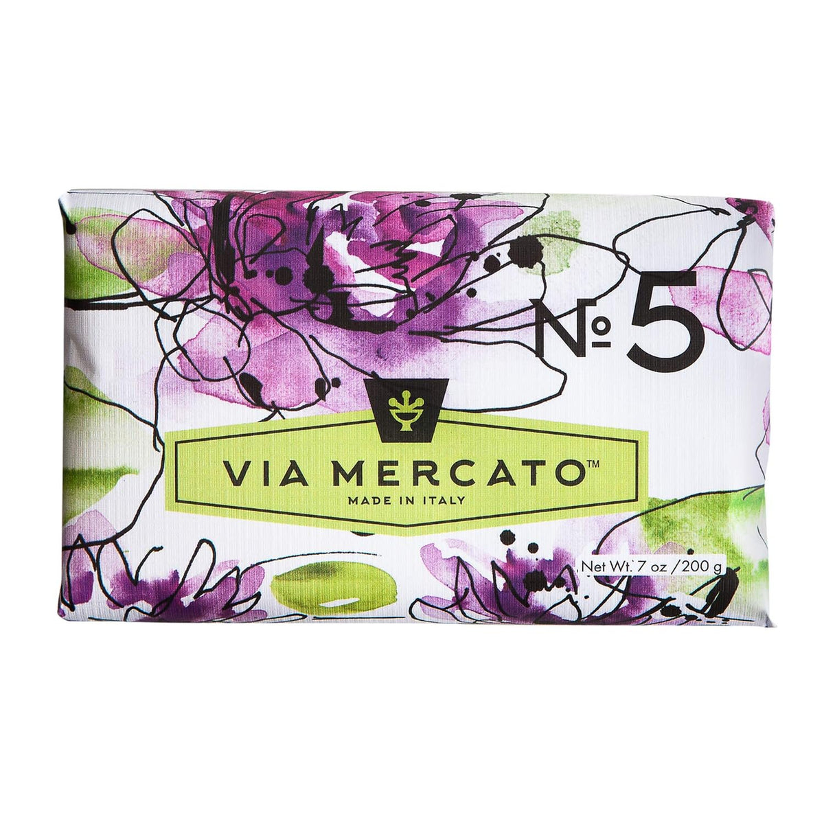 Via Mercato Italian bar soap No.5 set of 2 waterlily sandalwood 200g shea butter Italy