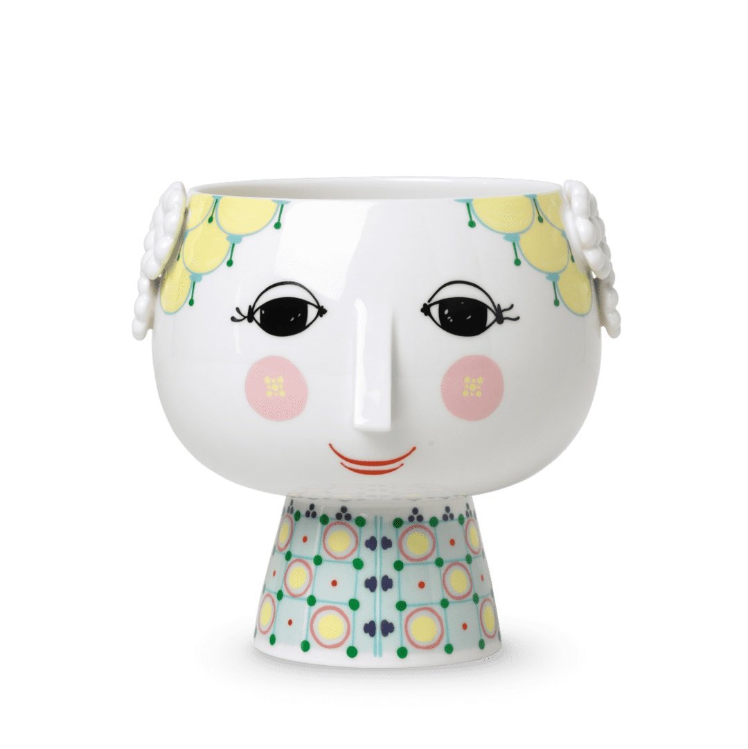 Bjørn Wiinblad Eva Flowerpot on Base Porcelain Vase | Yellow