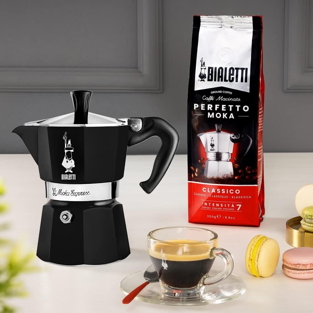 Bialetti 6 Cup Moka Pot Black – Authentic Stovetop Espresso Maker
