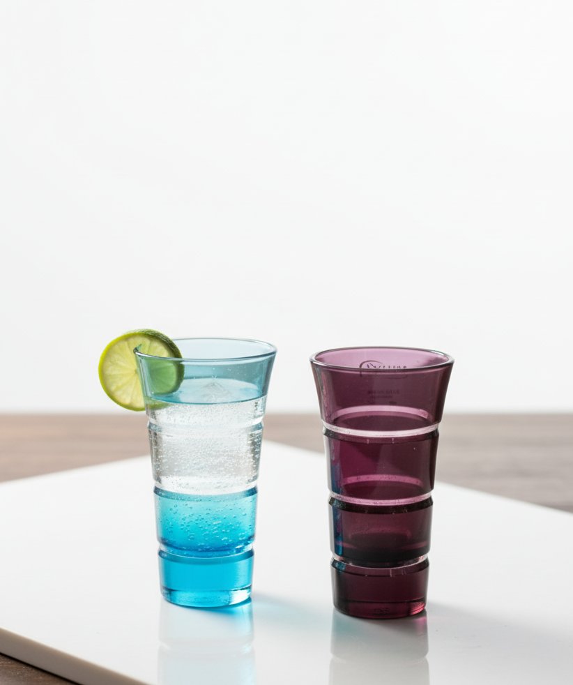 Turquoise & Amethyst Shot Glass Set – 6 pcs Mouth-Blown Glass Barware