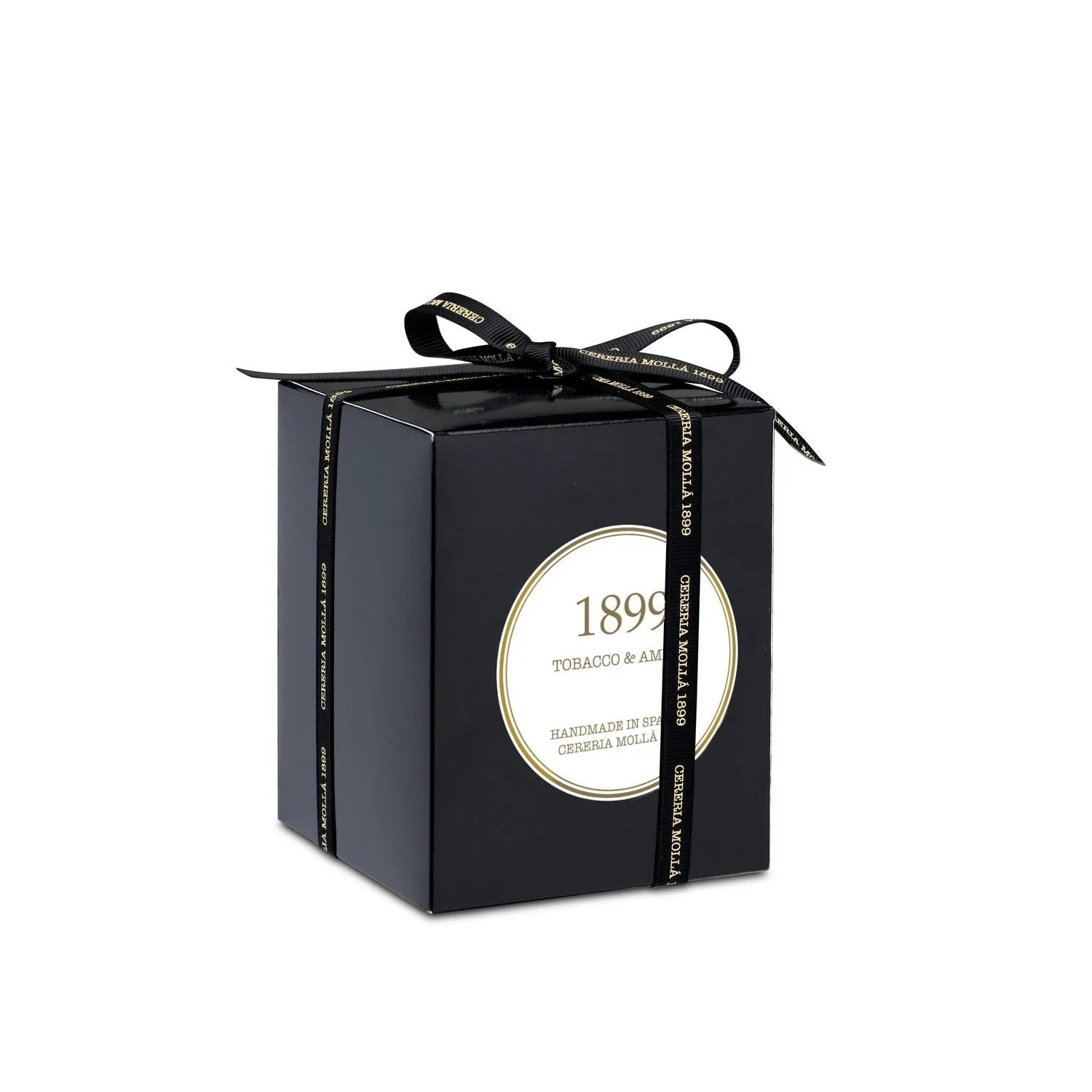 Cereria Molla White & Gold Luxury Scented Candle Tobacco & Amber 8oz - Thumbnail 2