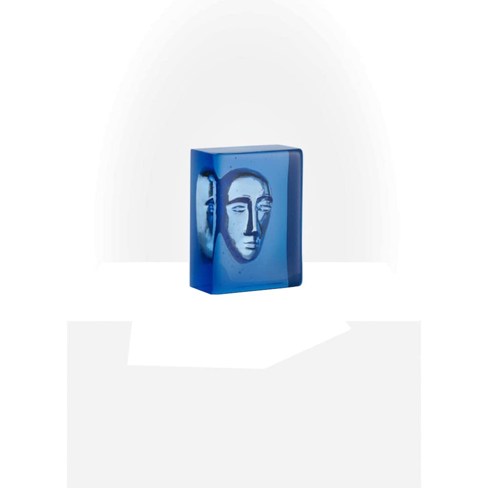 Kosta Boda Azur Man Glass Block Sculpture, 5.9" X 4.4" X 2.5", Blue