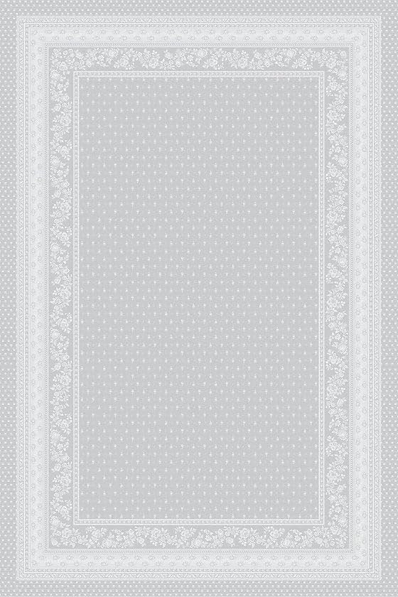 TABLUXE LINENS Jacquard Rectangular Tablecloth - 63x138 inch - Spill-Resistant Luxury Linen French Provence Tablecloth (Blue, Ecru, Gray, White)