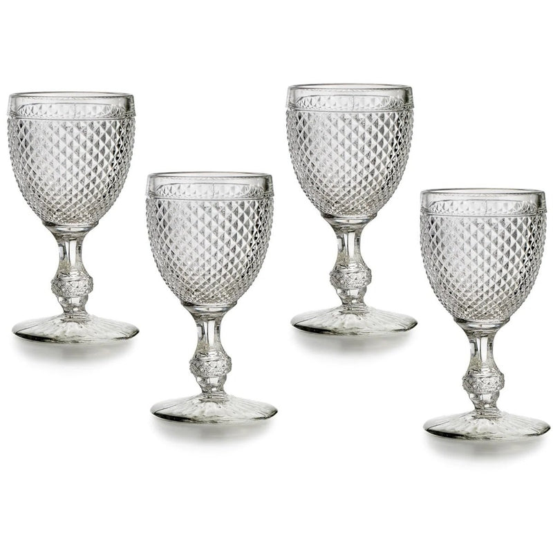 Bicos Clear Pressed Glass Water Goblet Set by Vista Alegre