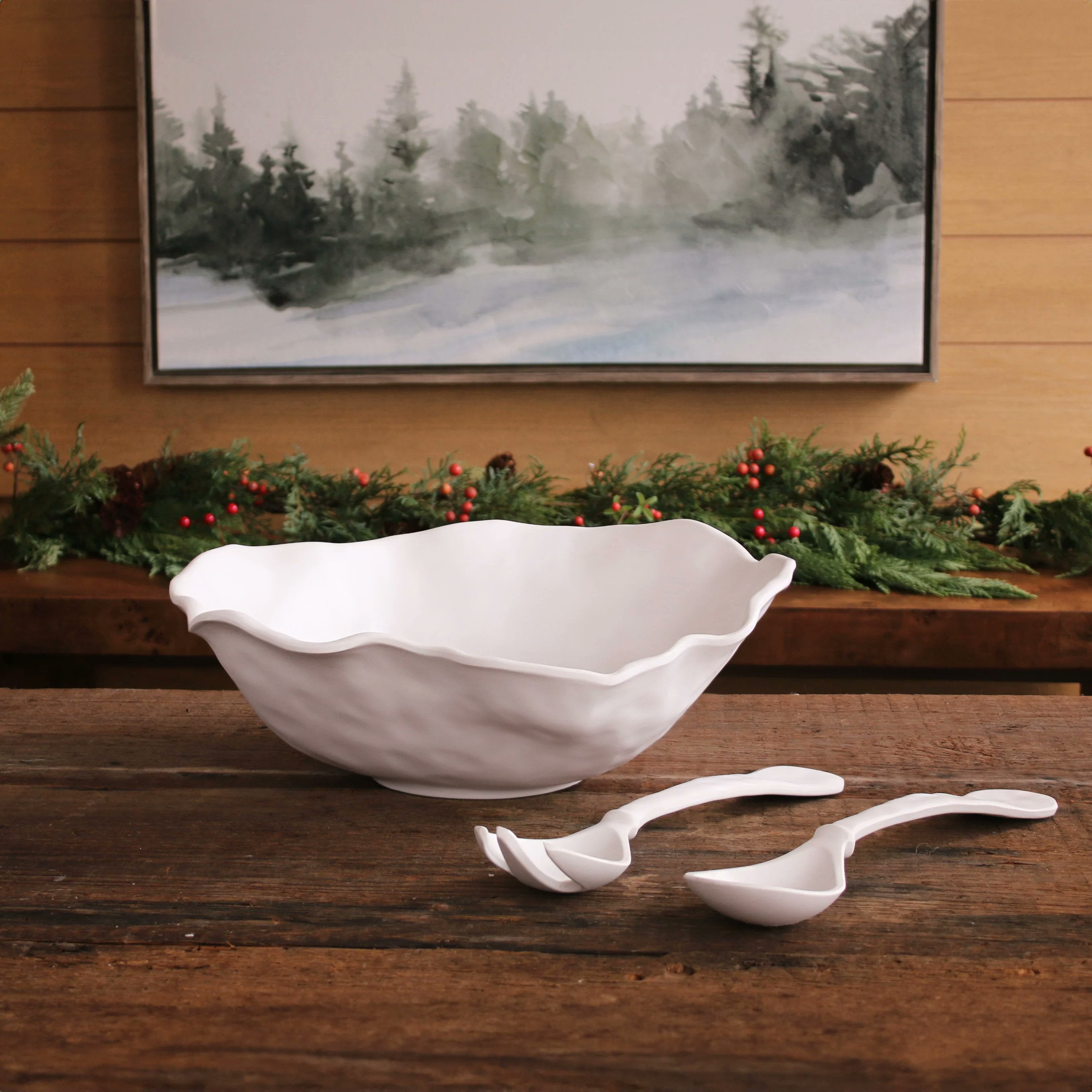Beatriz Ball Serving Utensils White Nube Salad Servers Set