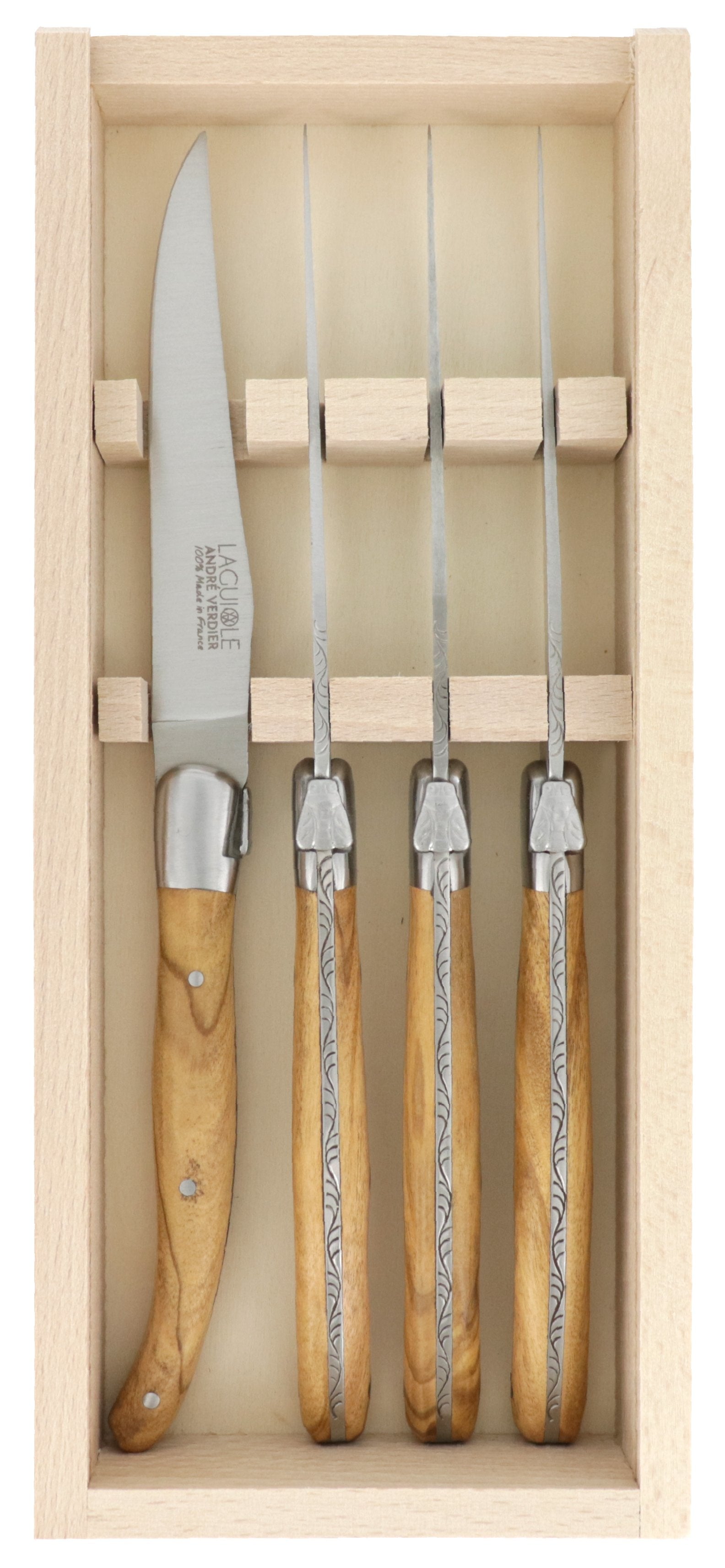 Andre Verdier Laguiole 'Essentiel' 4 Steak Knives | Olivewood Handle