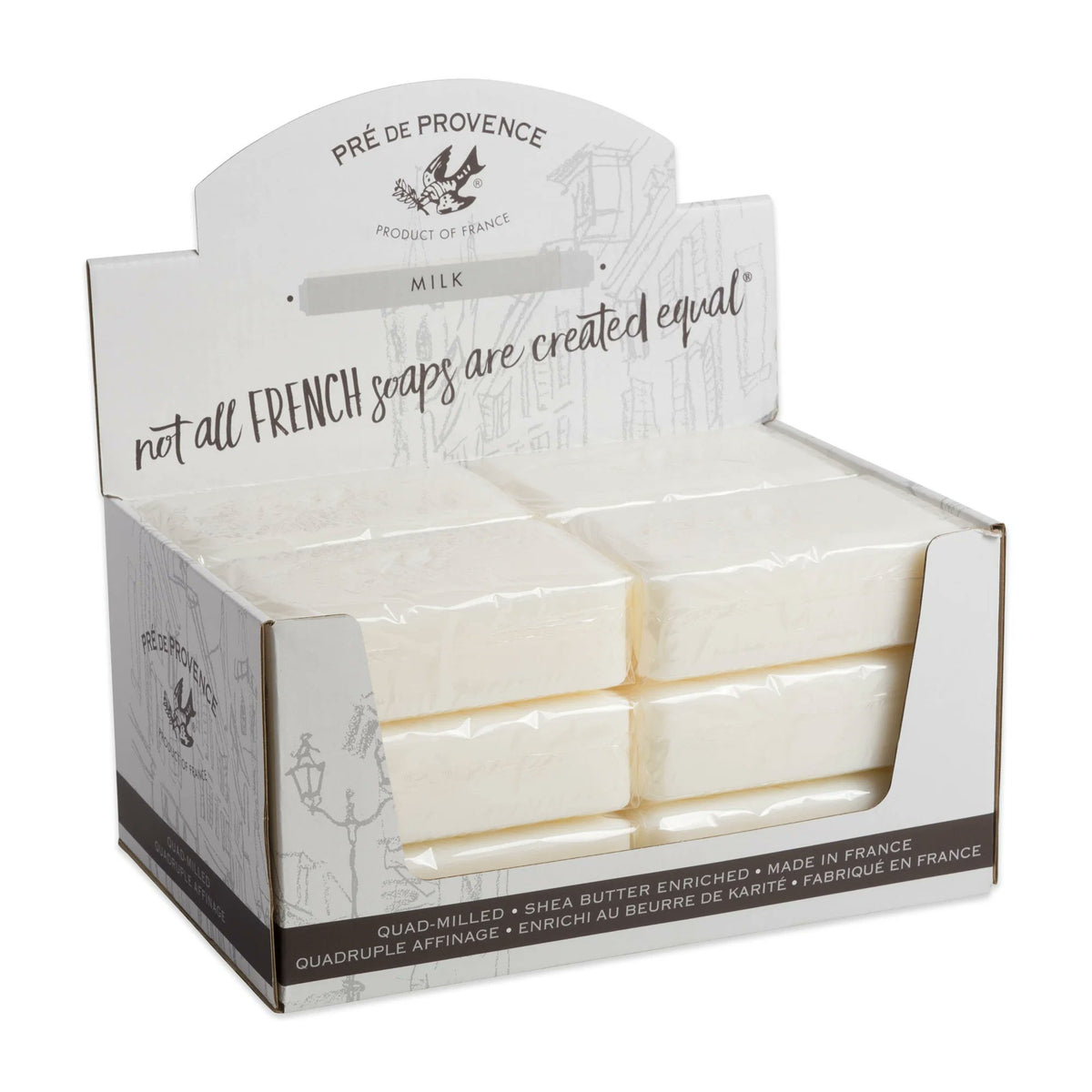 Pre de Provence Milk Soap Bar counter display box, pack of 12