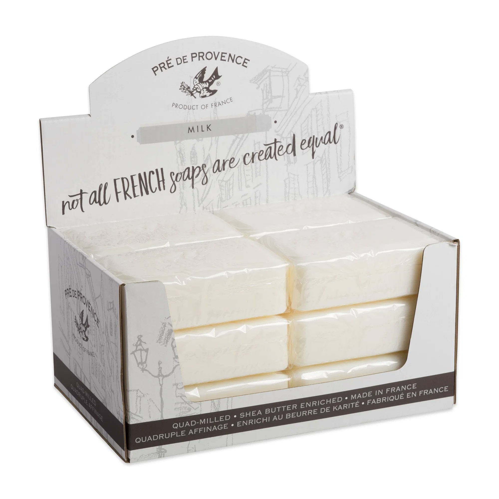 Pre de Provence Milk Soap Bar counter display box, pack of 12