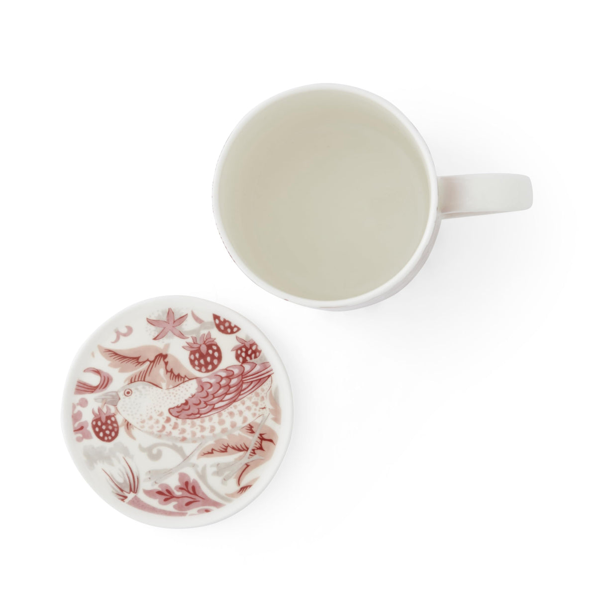 Spode Morris & Co 0.34 Litre Mug & Coaster Set - Strawberry Thief, Madder