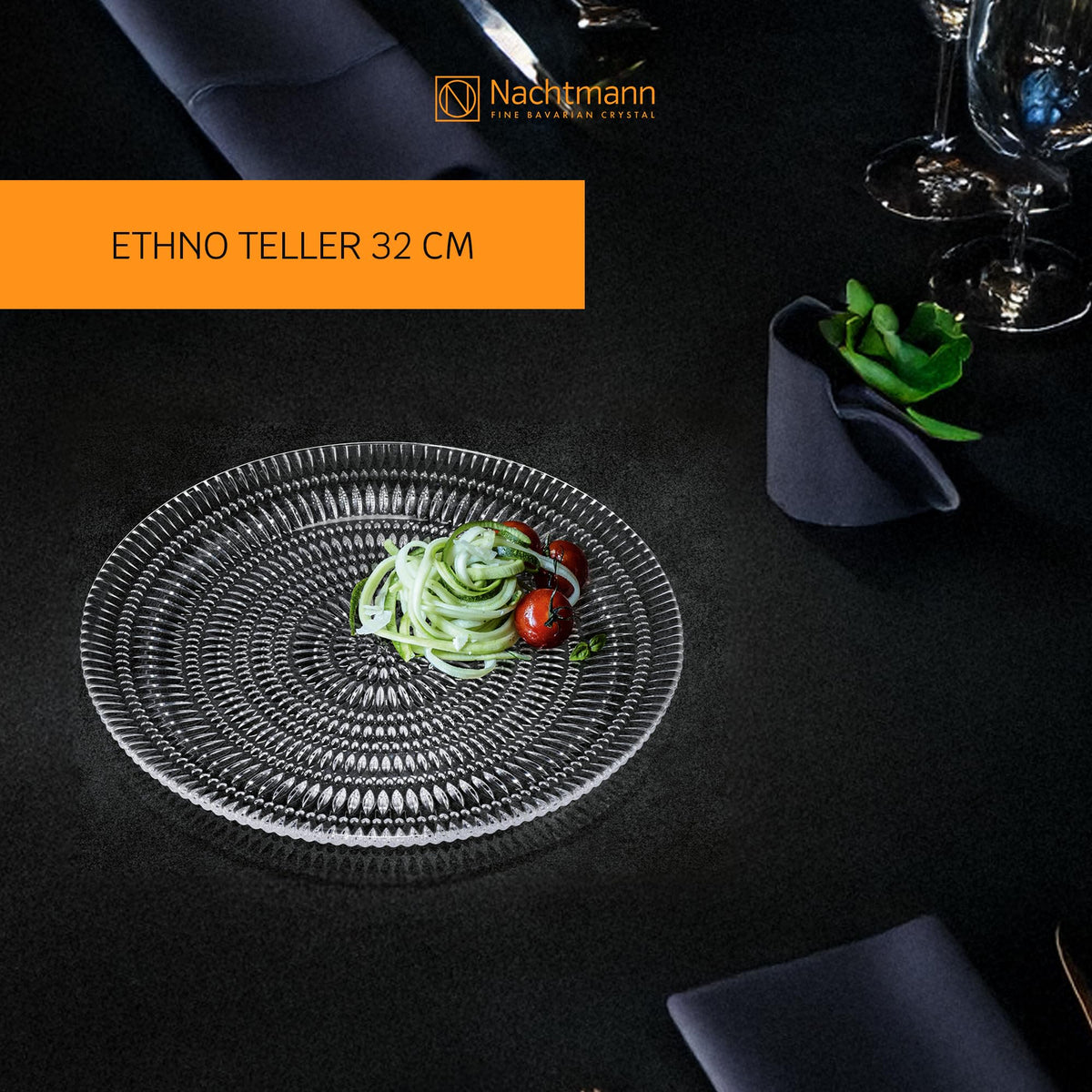 Nachtmann Ethno Plate 12.59"D Set-2 Crystal Glass Dishwasher Safe