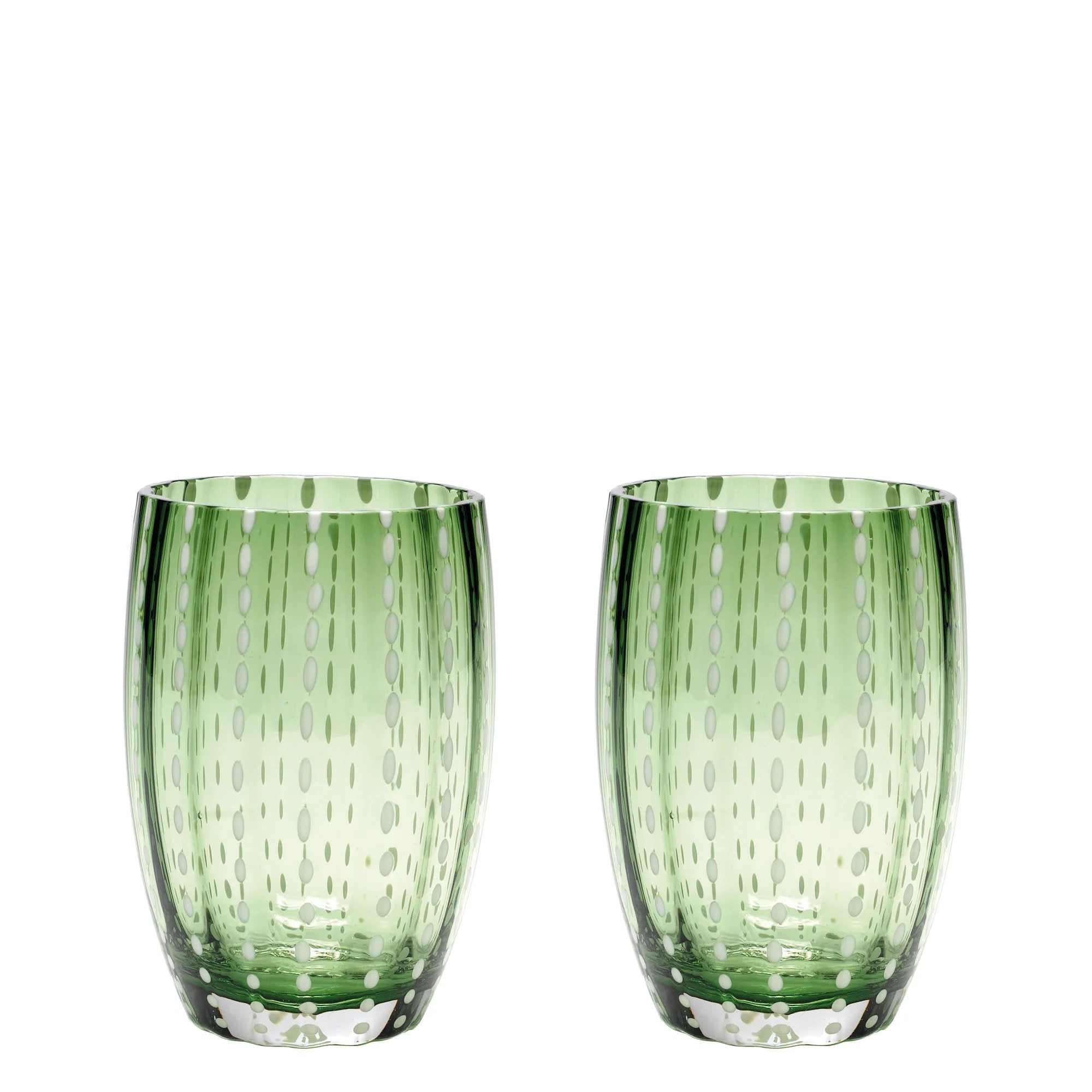 Zafferano Perle Glass Tumblers (10.8oz) | Set of 2 british green