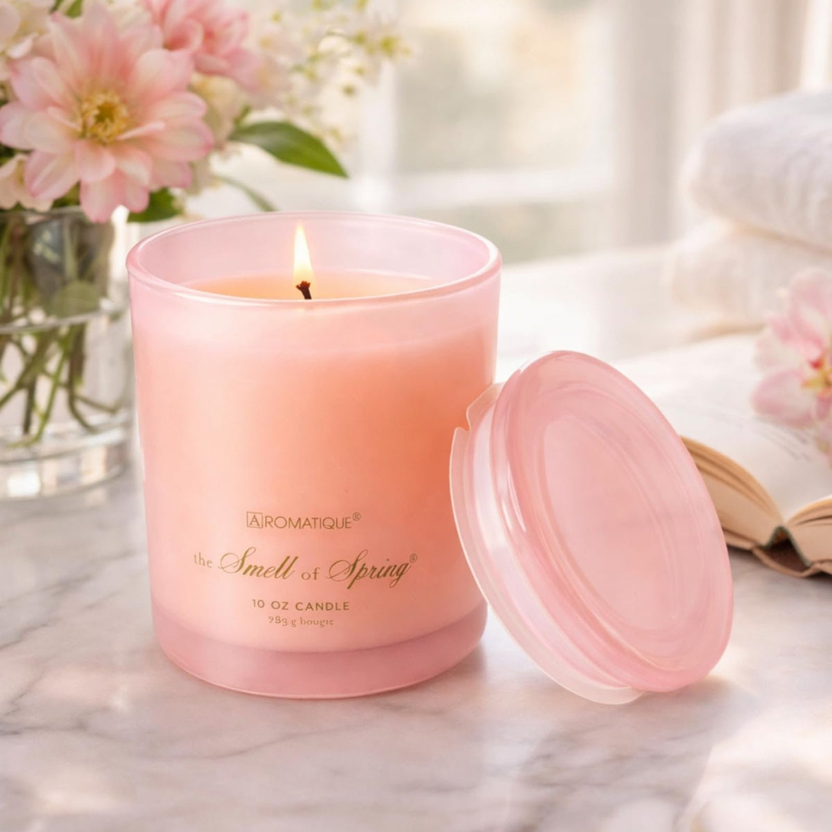 Aromatique The Smell of Spring Foundry Candle Hand-Poured Glass | Pink | 10oz